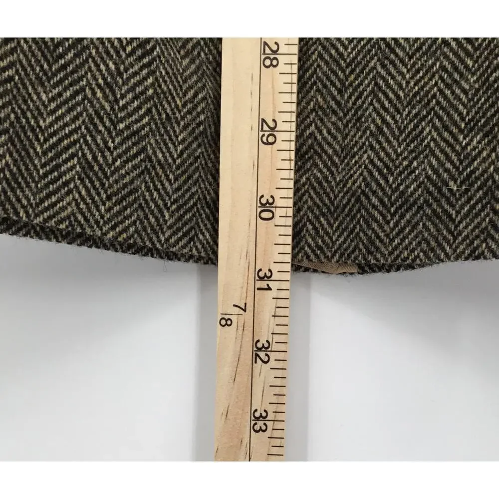 Vintage Lands End Brown Herringbone Tweed Blazer USA Men's 42R